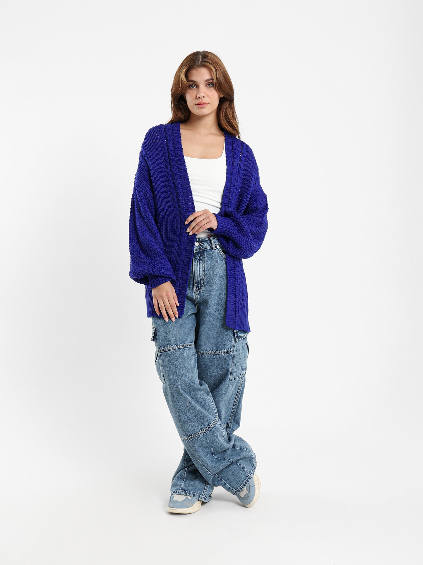 Oversized Mixed-Knit Cardigan