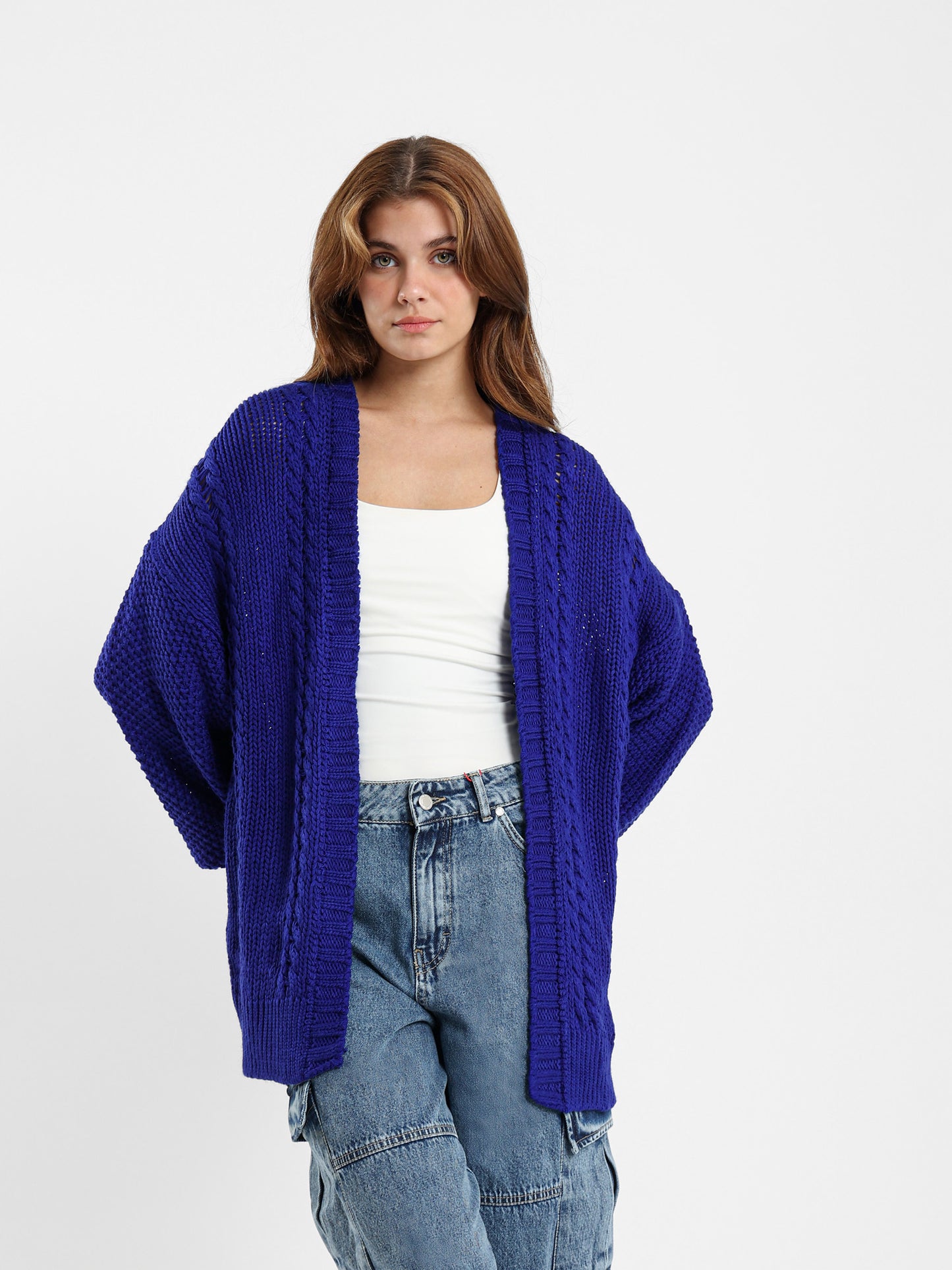 Oversized Mixed-Knit Cardigan