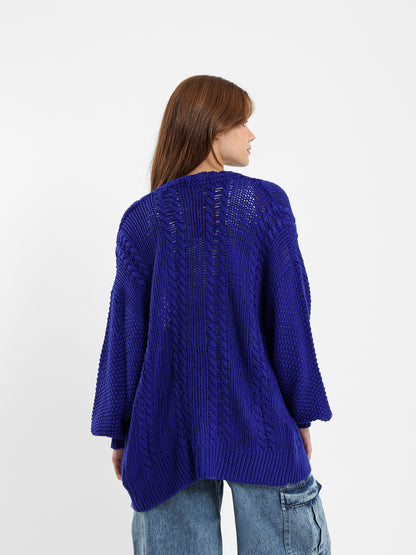 Oversized Mixed-Knit Cardigan
