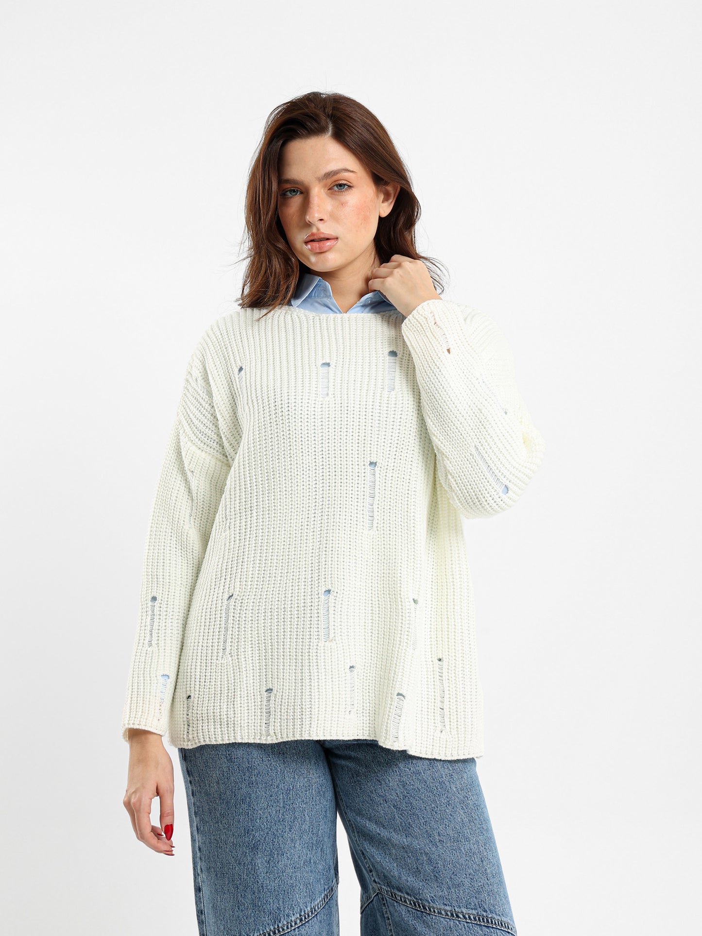 Frayed Oversized Pullover