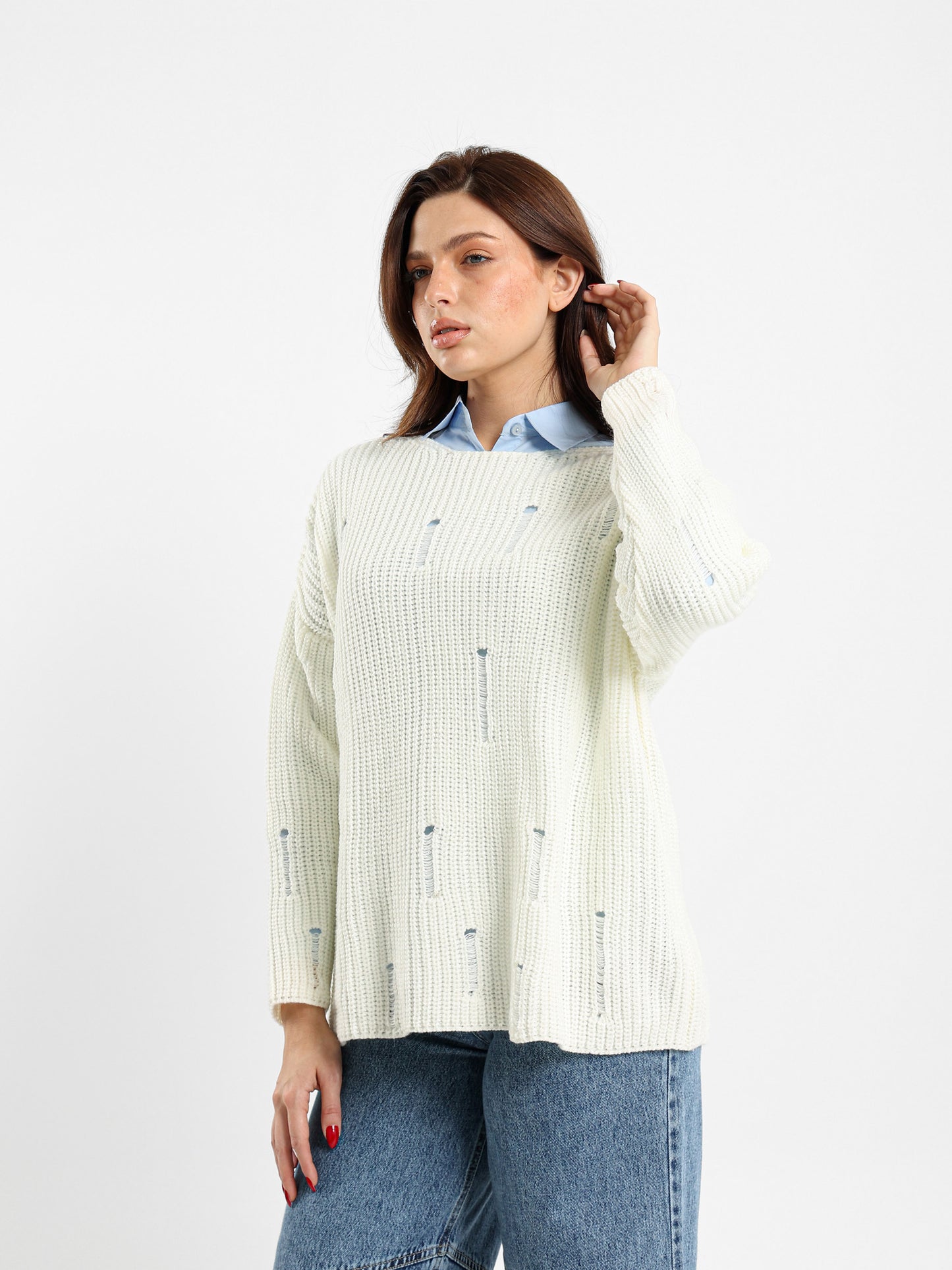 Frayed Oversized Pullover