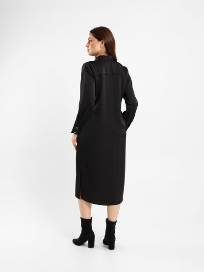 Satin Shirt Dress