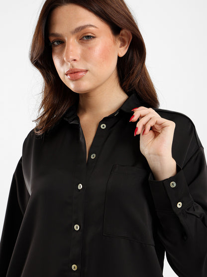 Satin Shirt Dress