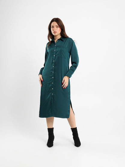 Satin Shirt Dress