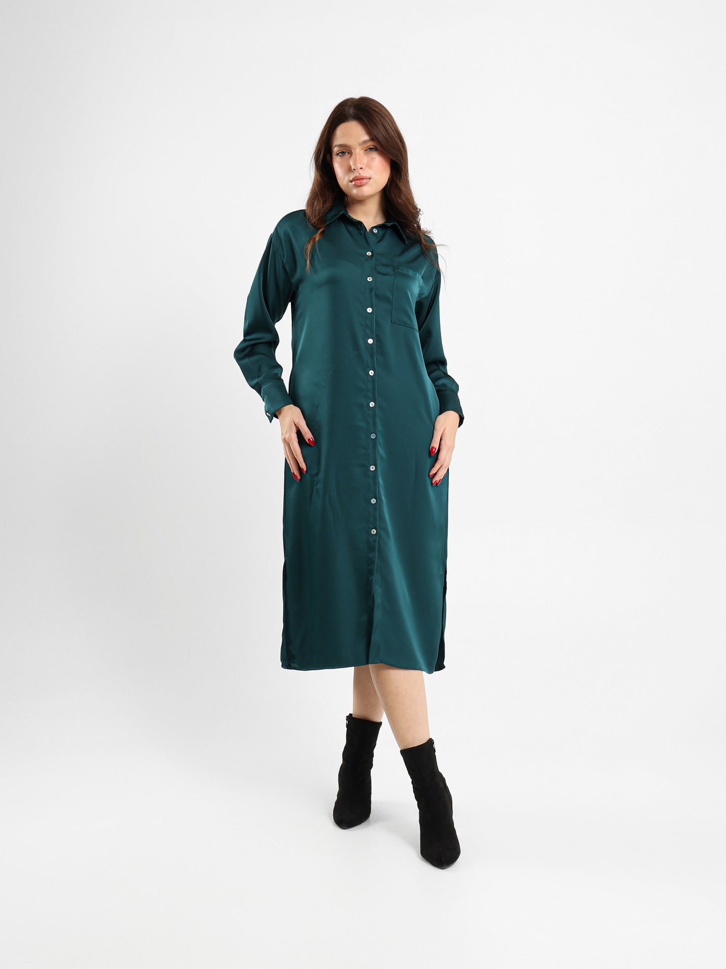 Satin Shirt Dress