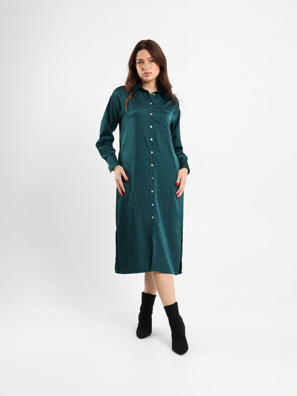 Satin Shirt Dress