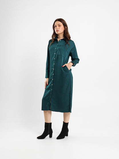 Satin Shirt Dress