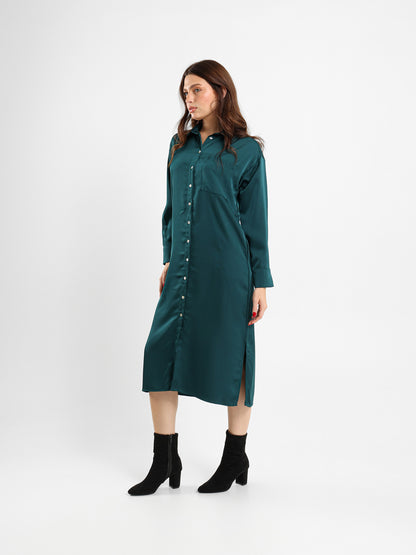 Satin Shirt Dress