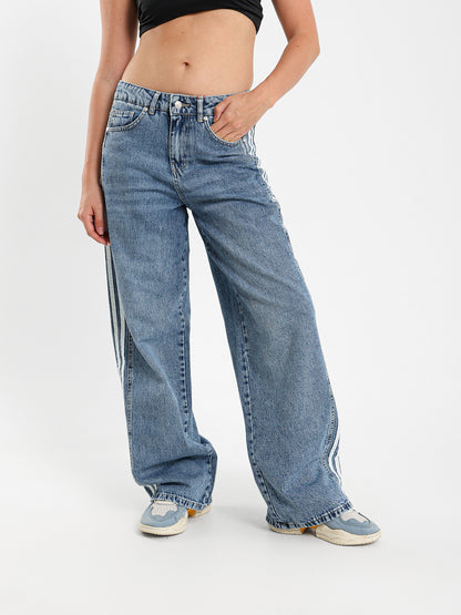 Balloon with Side Stripes Trendy Fit Jeans