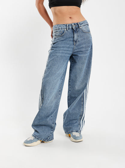 Balloon with Side Stripes Trendy Fit Jeans