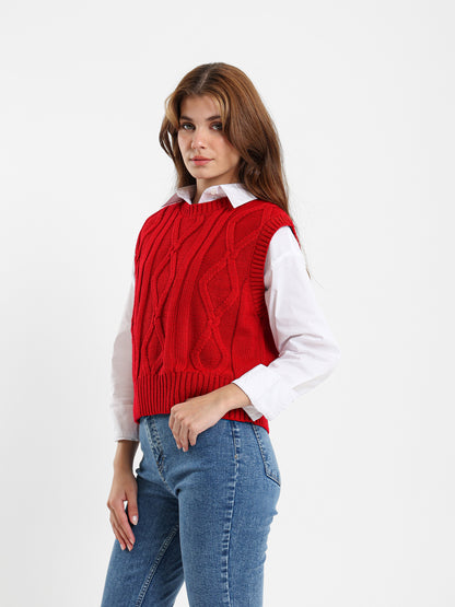 Cropped Cable-Knit Vest