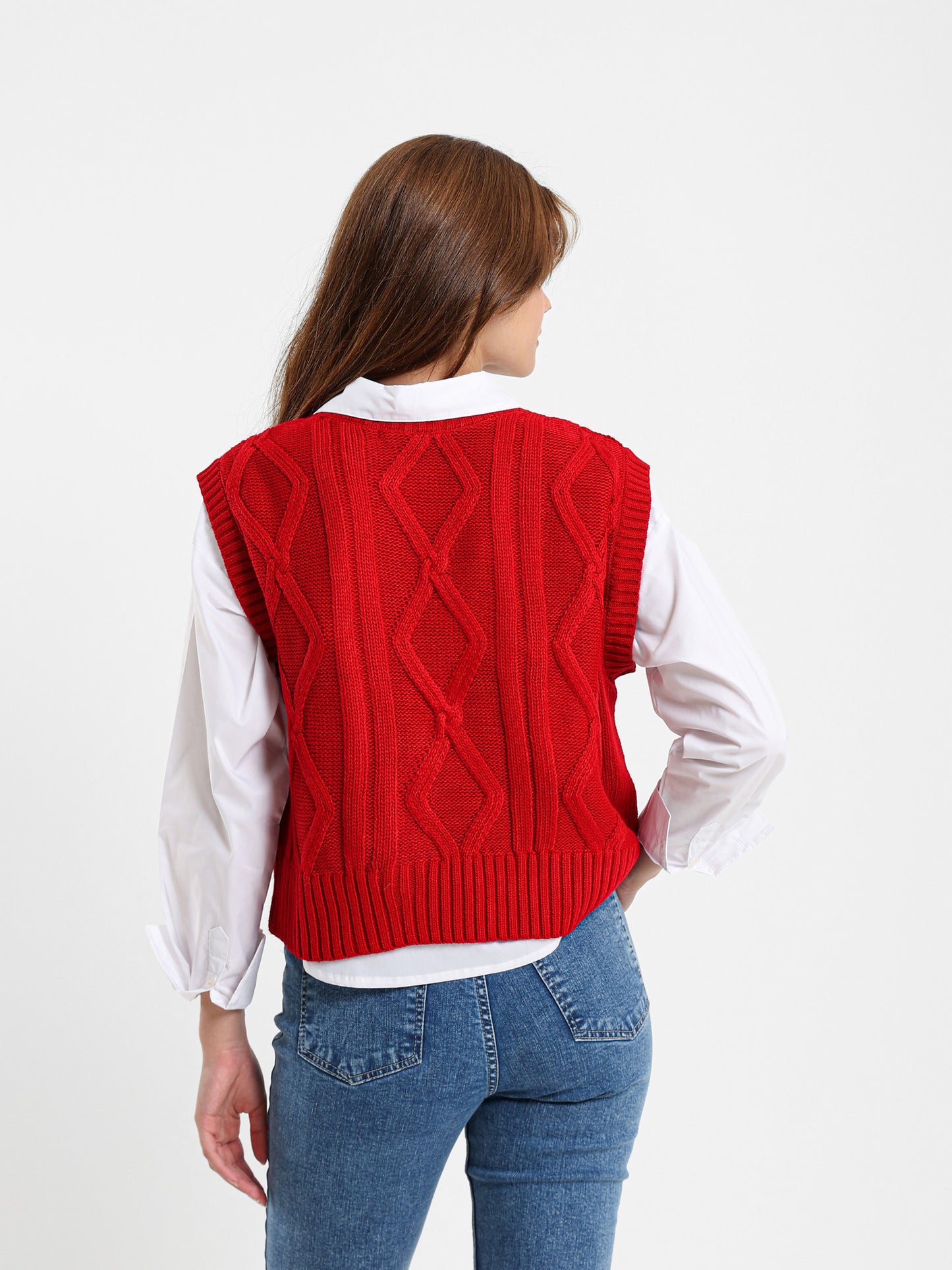 Cropped Cable-Knit Vest