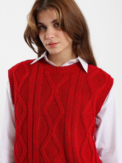 Cropped Cable-Knit Vest