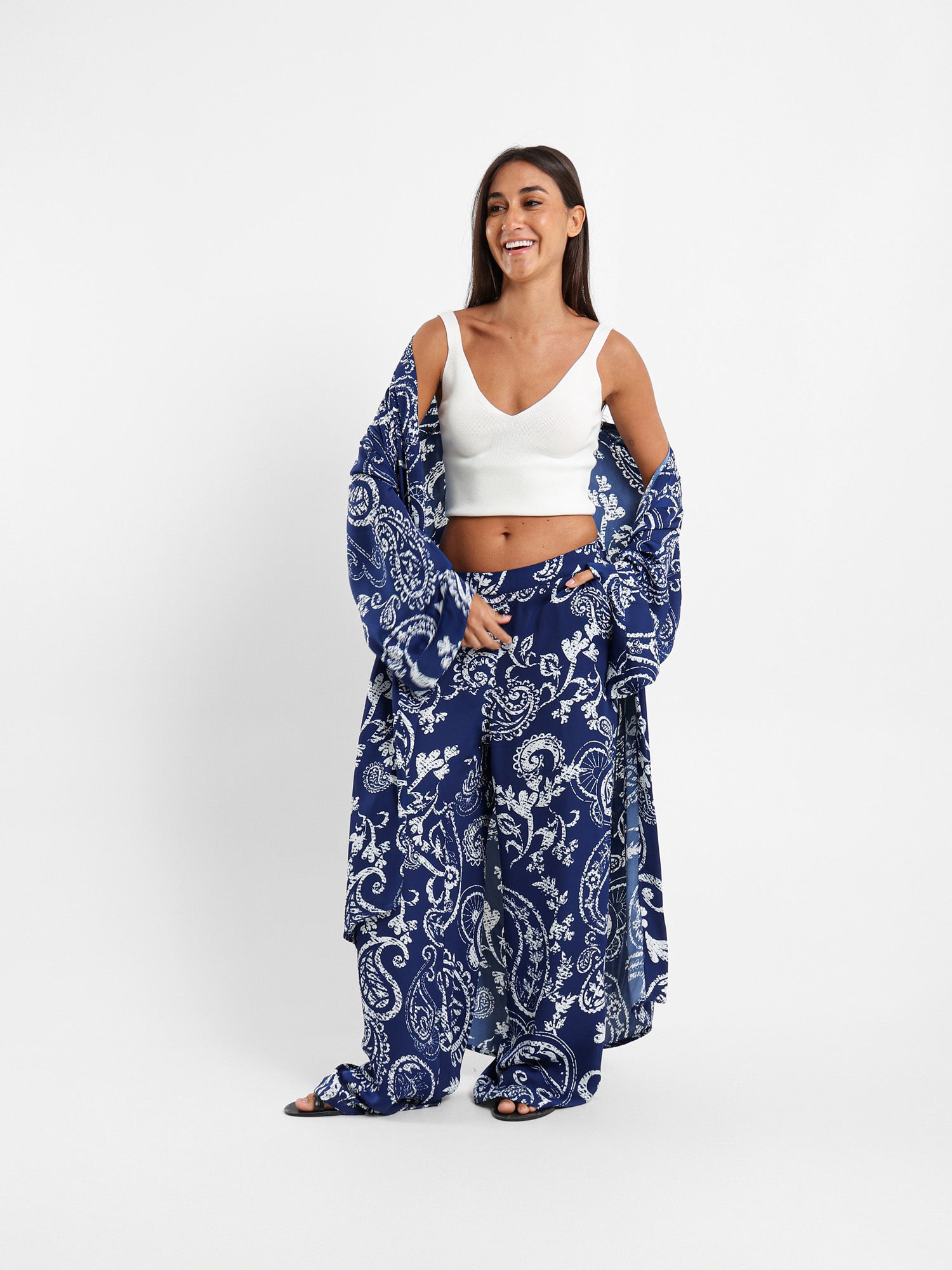 Printed Midi Kimono Jacket