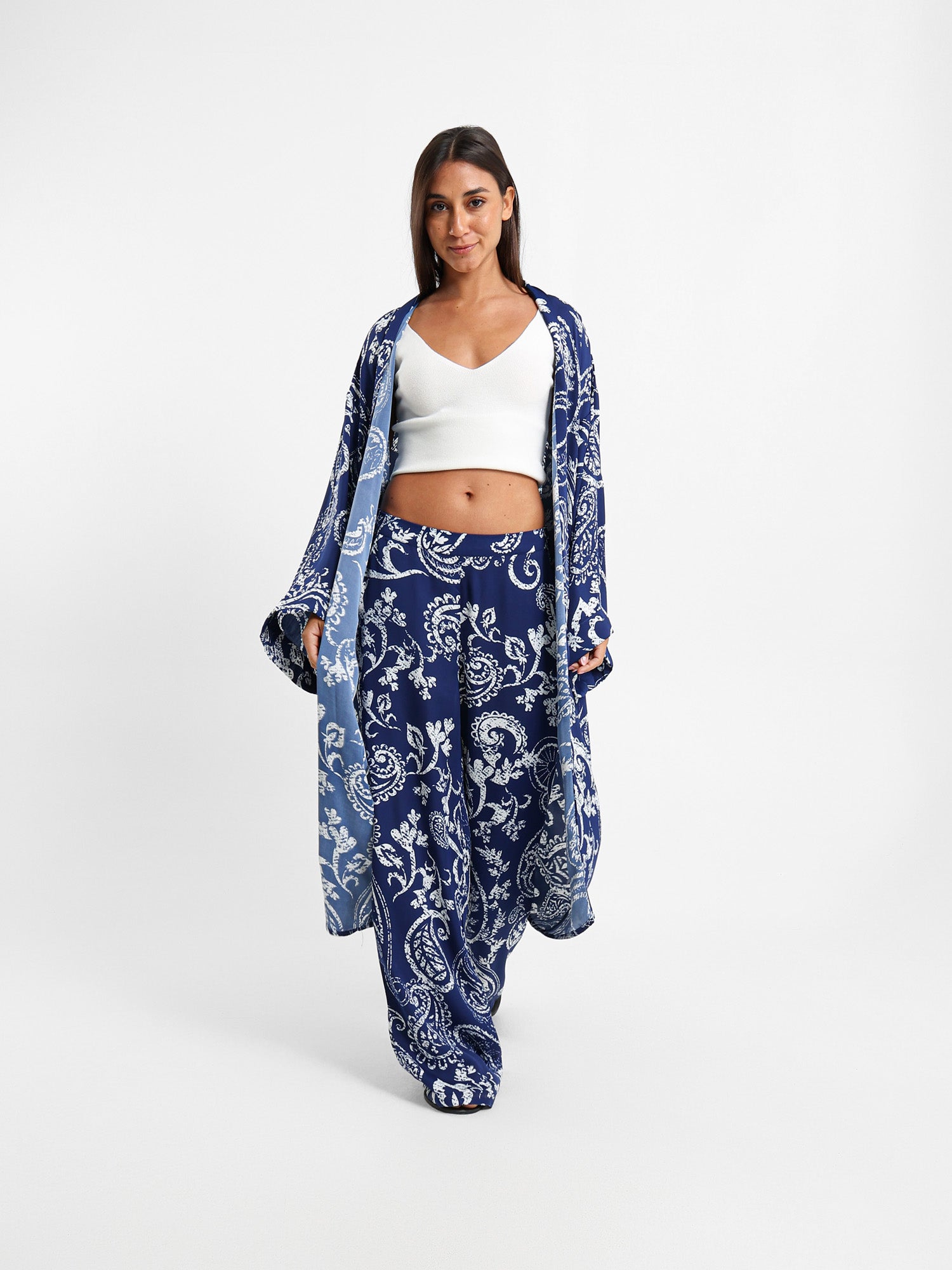 Printed Midi Kimono Jacket