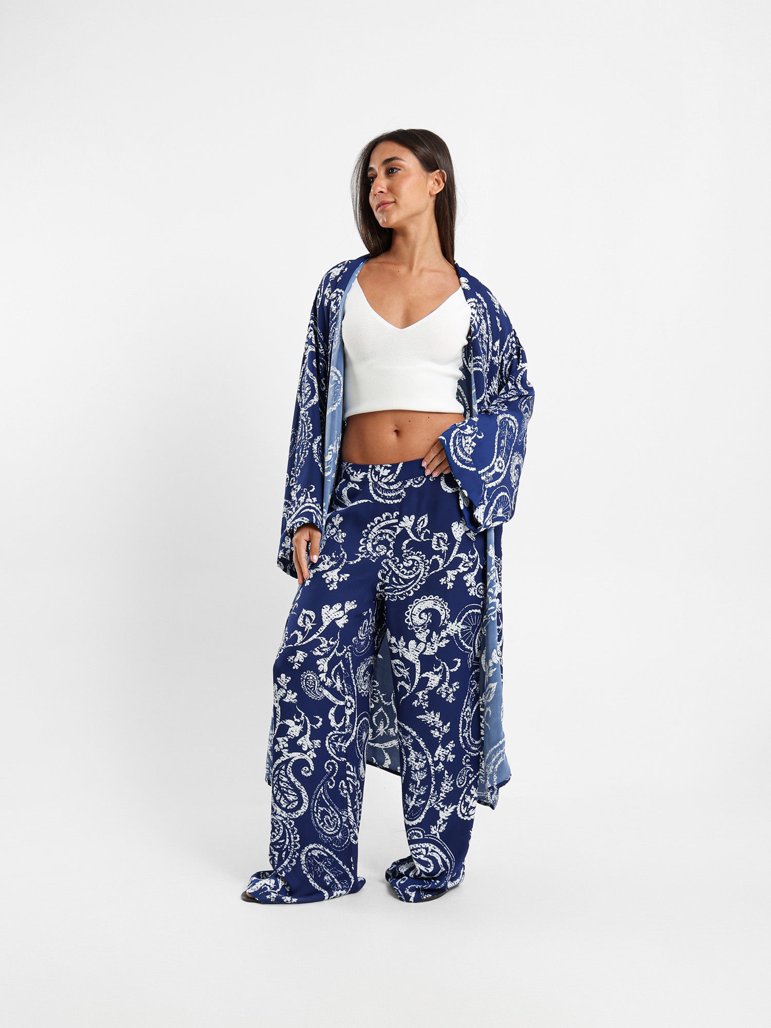 Printed Midi Kimono Jacket
