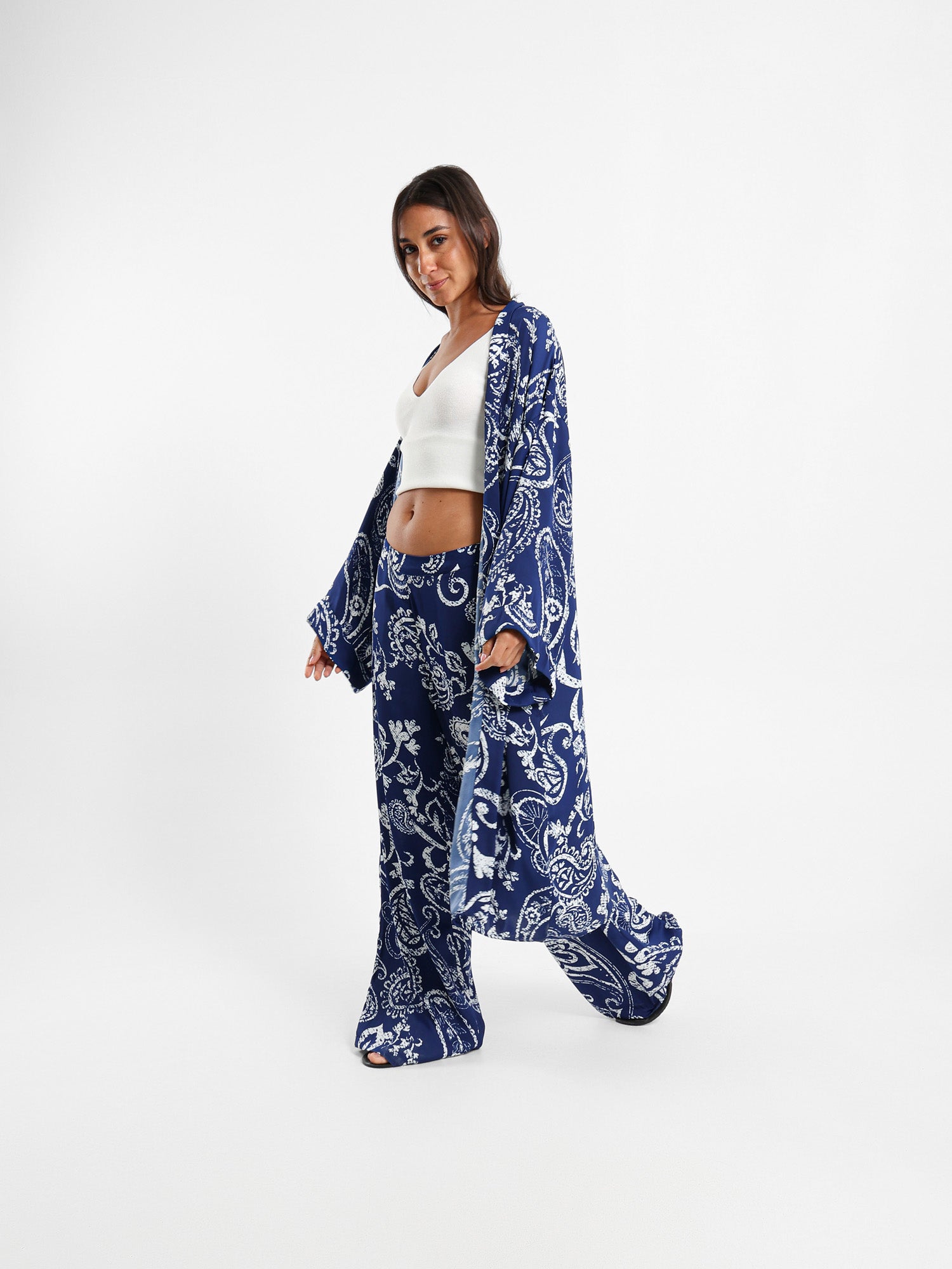 Printed Midi Kimono Jacket