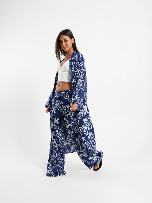Printed Midi Kimono Jacket