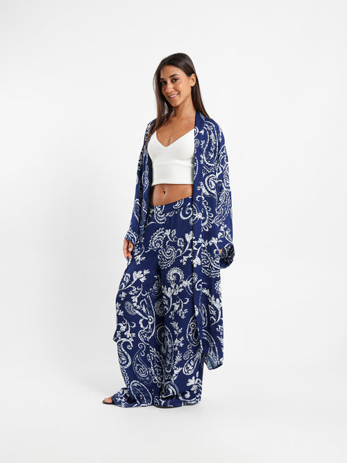 Printed Midi Kimono Jacket