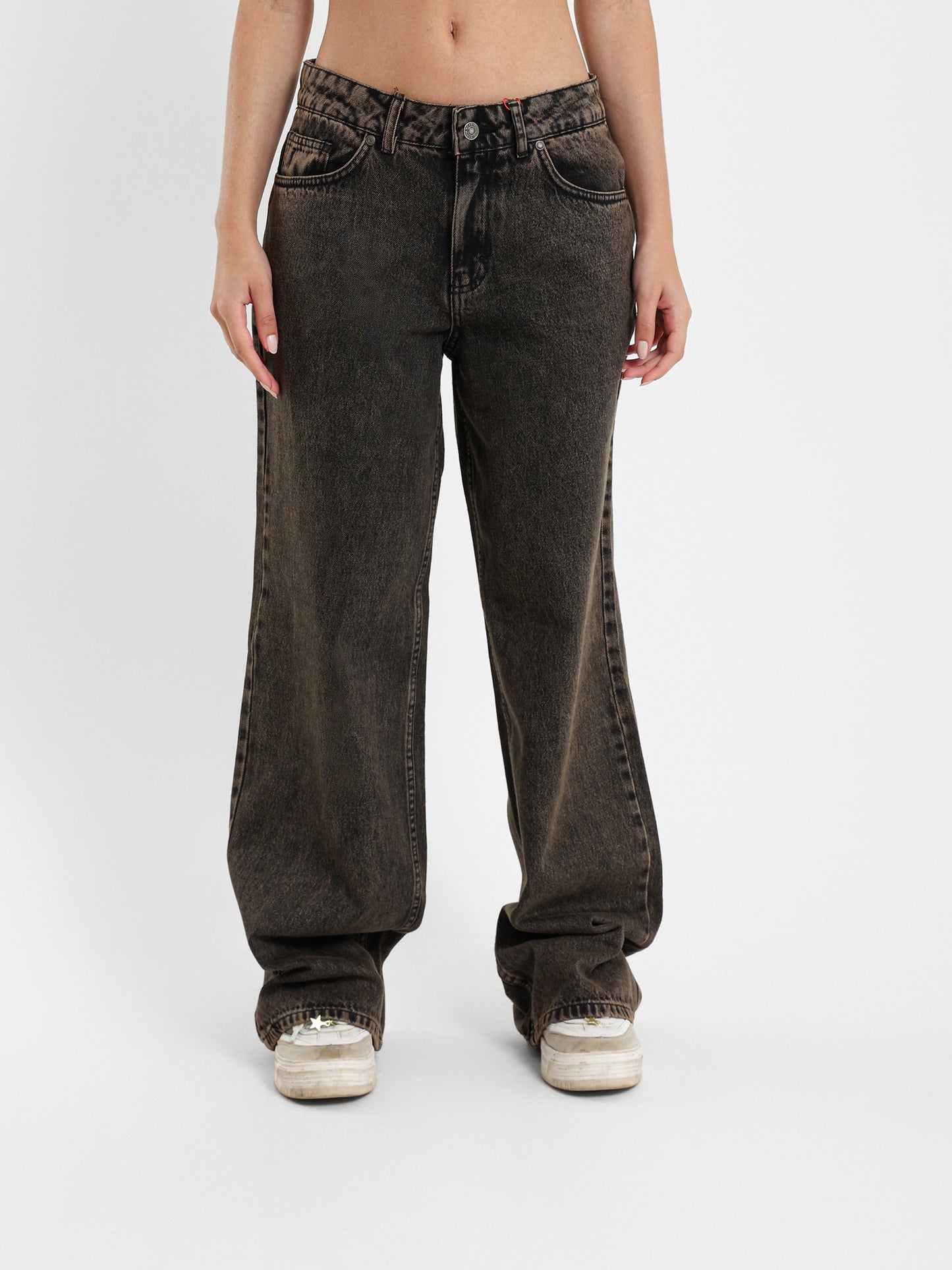 Wash Raw-Hem Wide-Leg Jeans