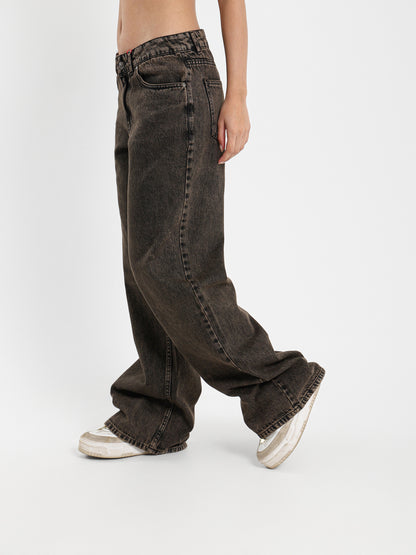 Wash Raw-Hem Wide-Leg Jeans