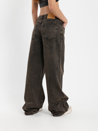 Wash Raw-Hem Wide-Leg Jeans