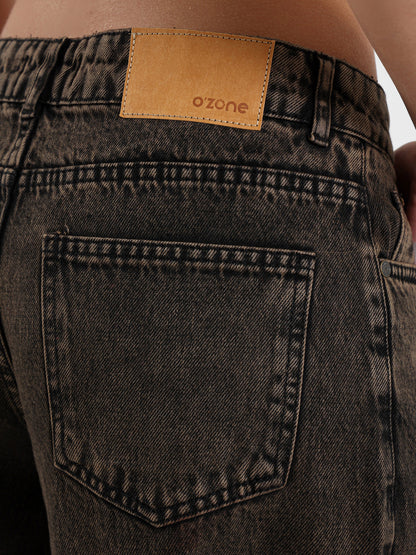 Wash Raw-Hem Wide-Leg Jeans