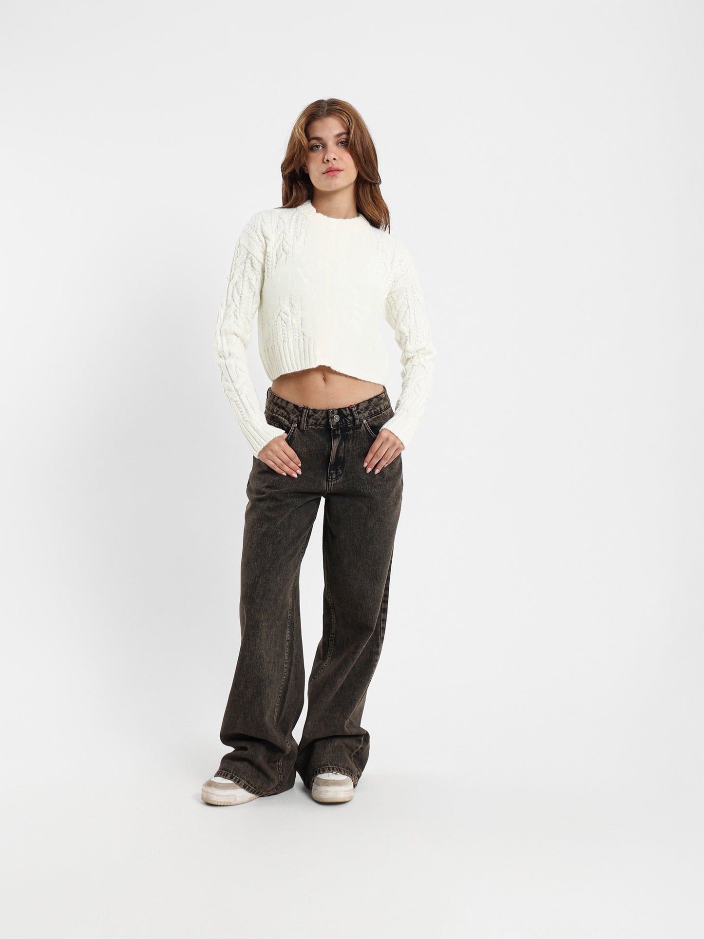 Wash Raw-Hem Wide-Leg Jeans