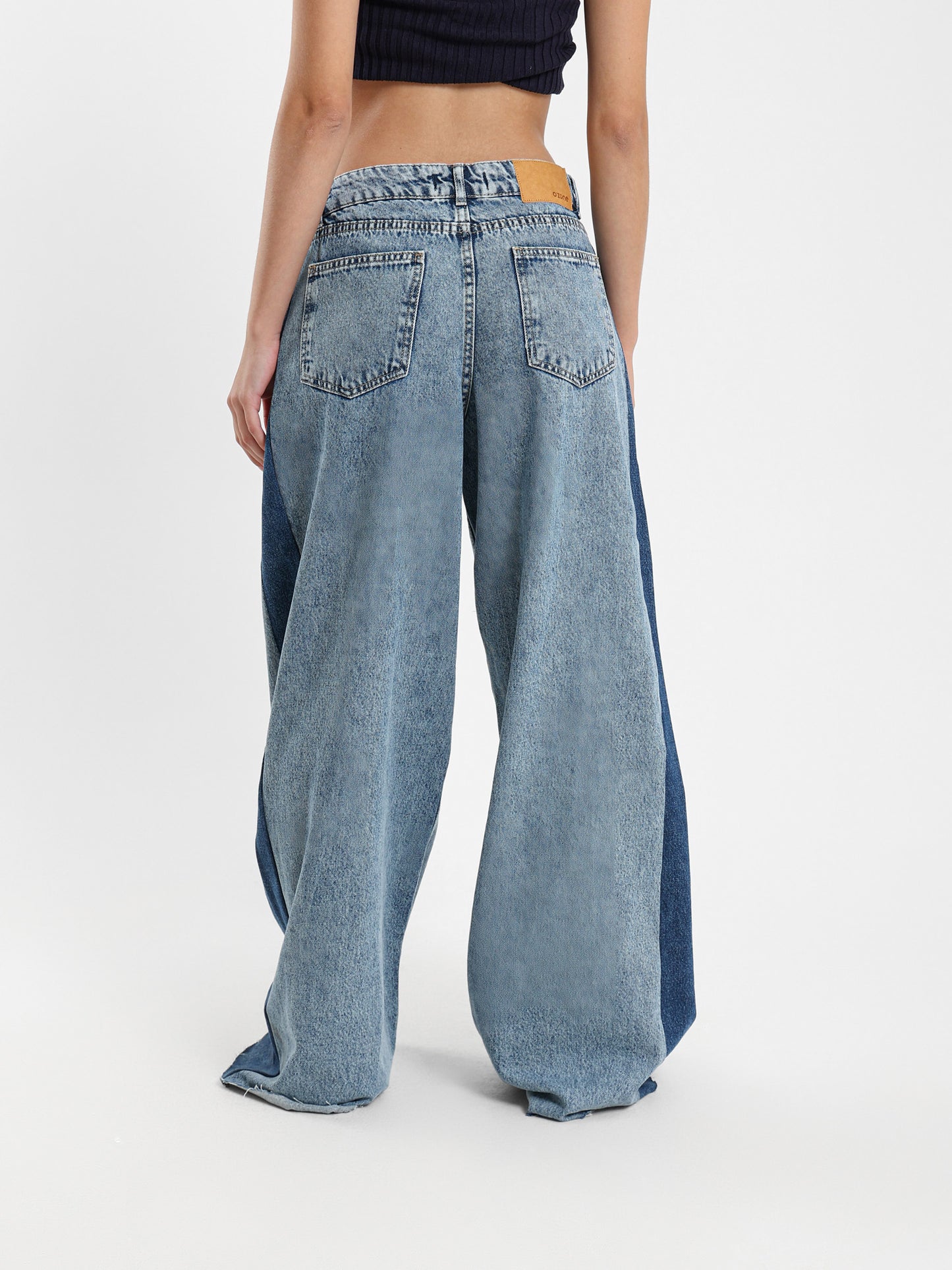 Super Wide-Leg Jeans with Contrast Side Panels