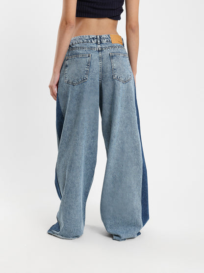 Super Wide-Leg Jeans with Contrast Side Panels