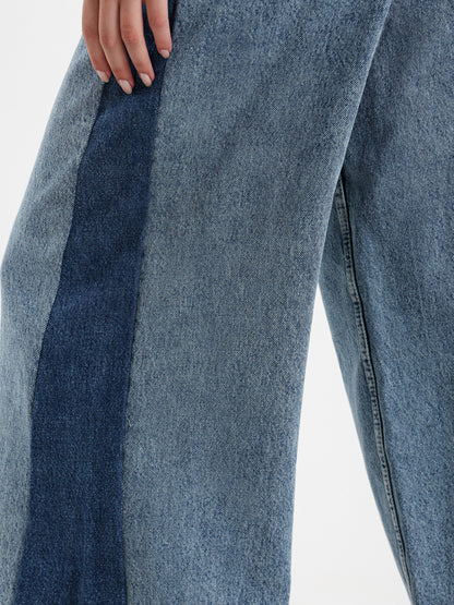 Super Wide-Leg Jeans with Contrast Side Panels