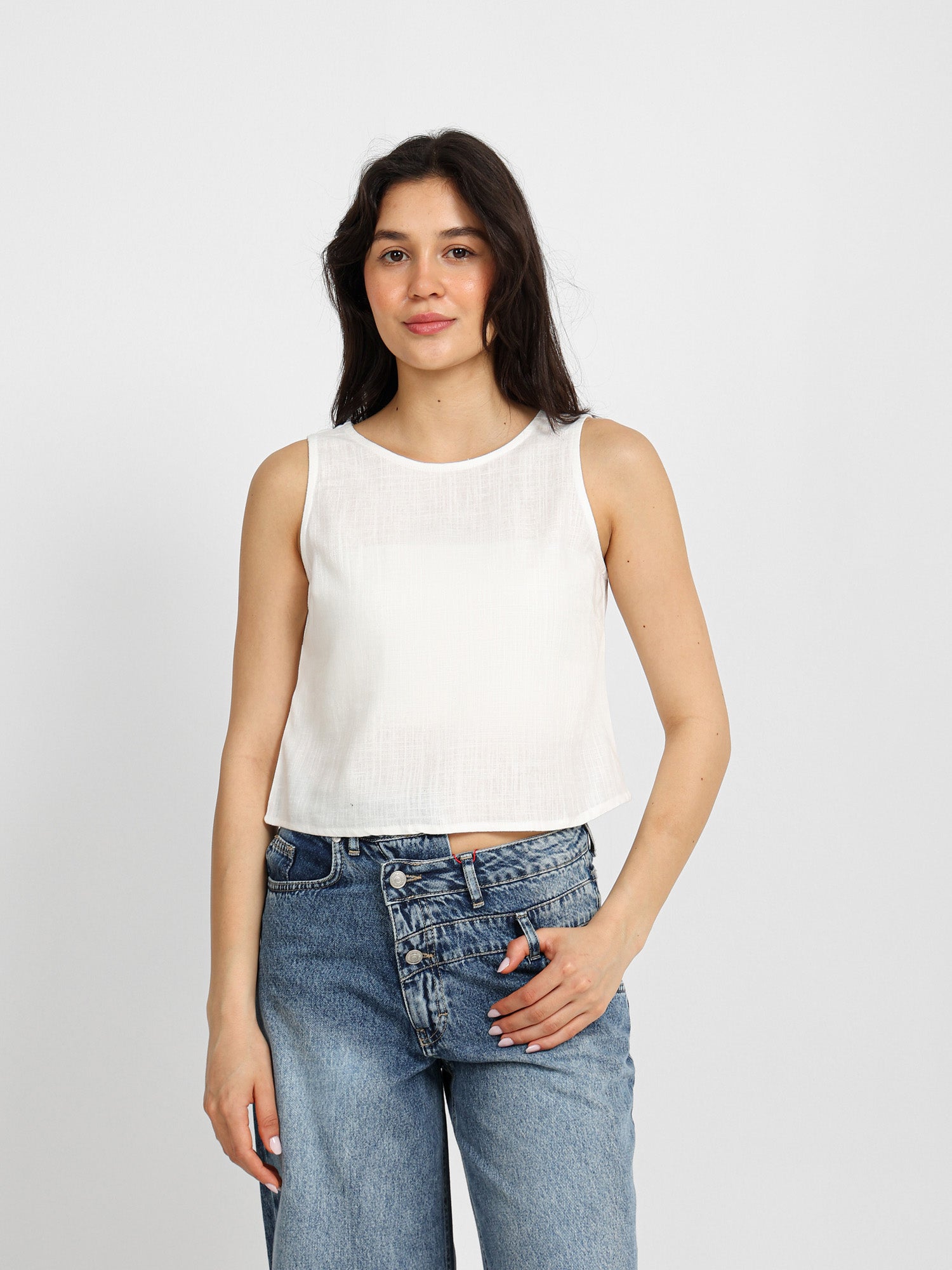 Sleeveless Linen Top
