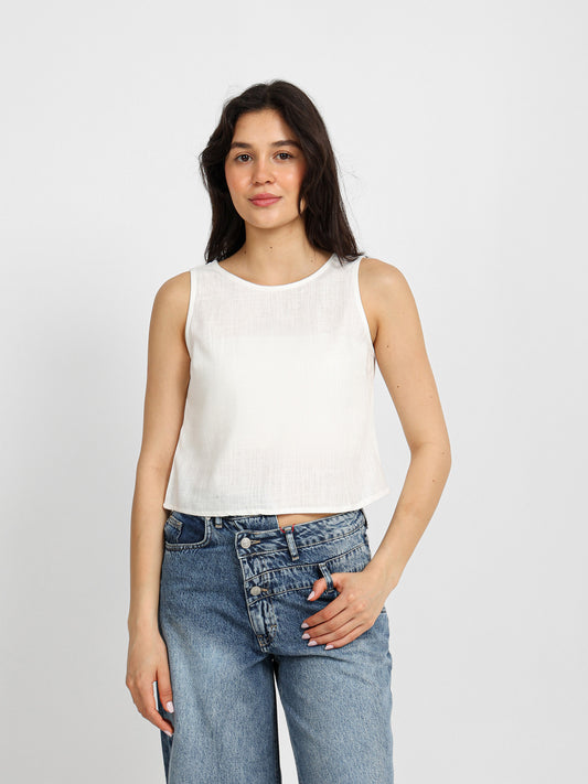 Sleeveless Linen Top