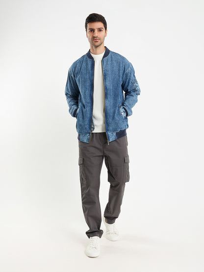 Relaxed Fit Denim Bomber Jacket