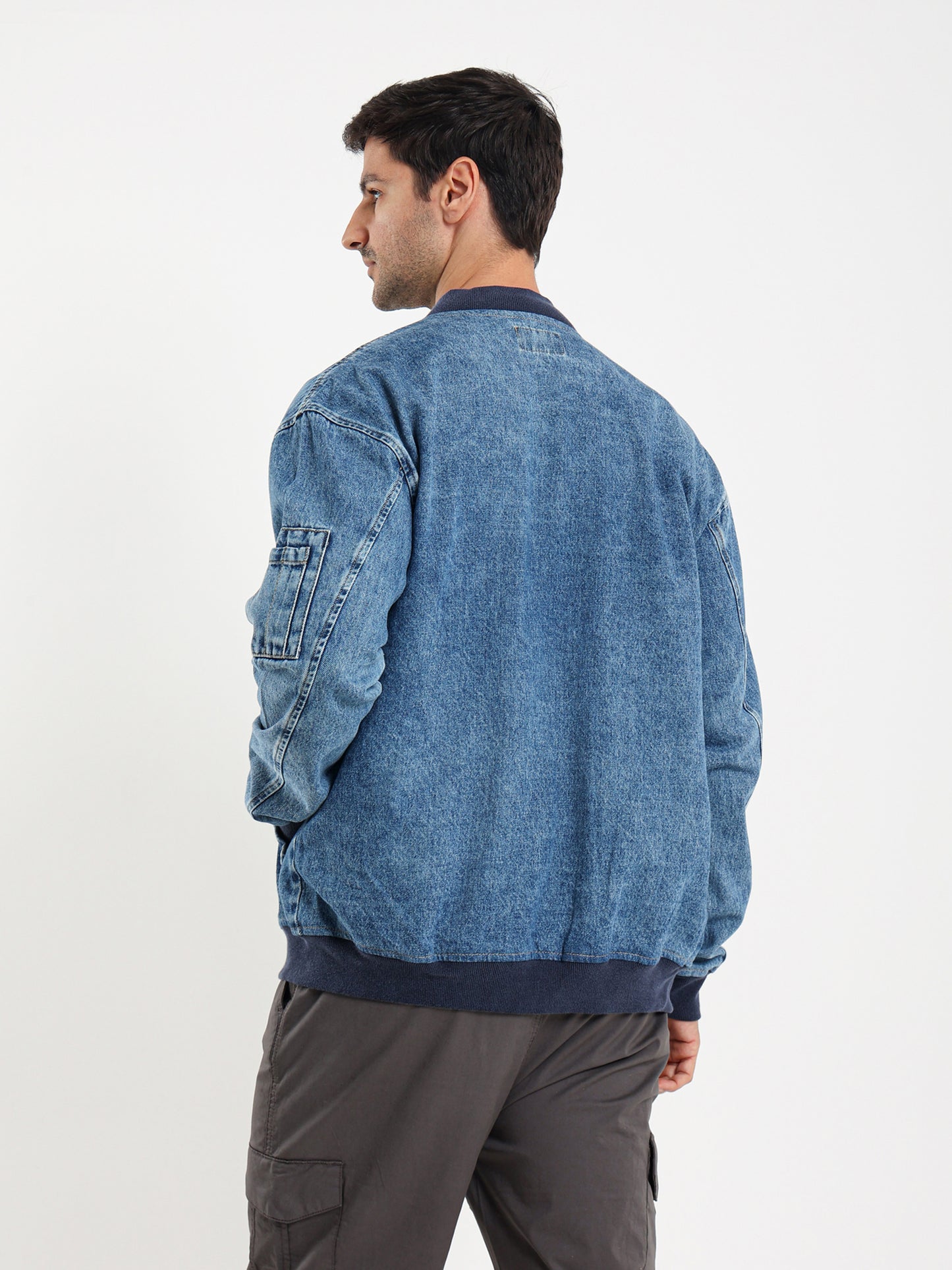 Relaxed Fit Denim Bomber Jacket
