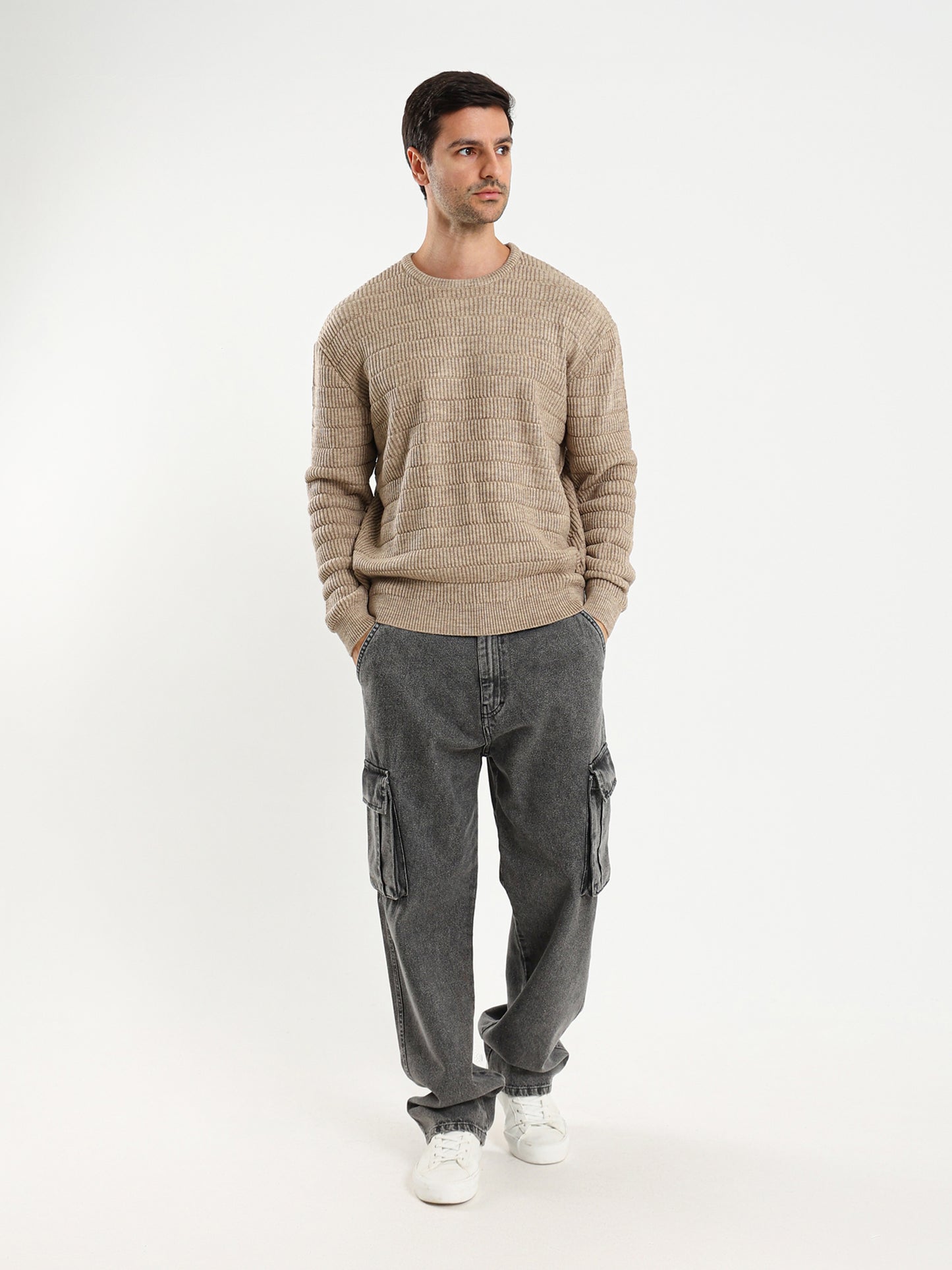 Fancy Yarn Crew Neck Pullover