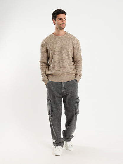 Fancy Yarn Crew Neck Pullover