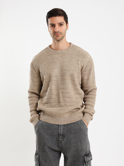 Fancy Yarn Crew Neck Pullover