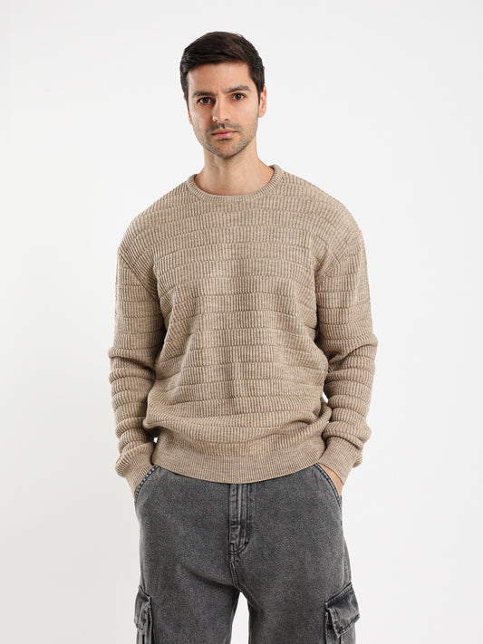 Fancy Yarn Crew Neck Pullover