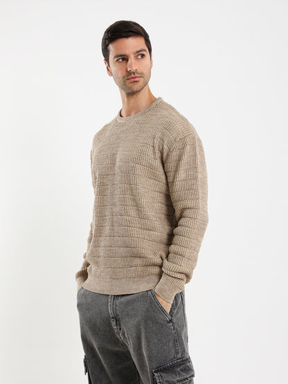 Fancy Yarn Crew Neck Pullover