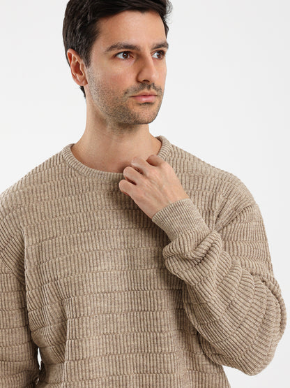 Fancy Yarn Crew Neck Pullover