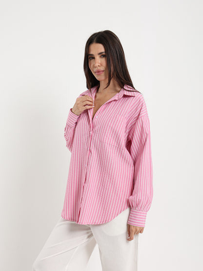 Oversized Striped Poplin Shirt
