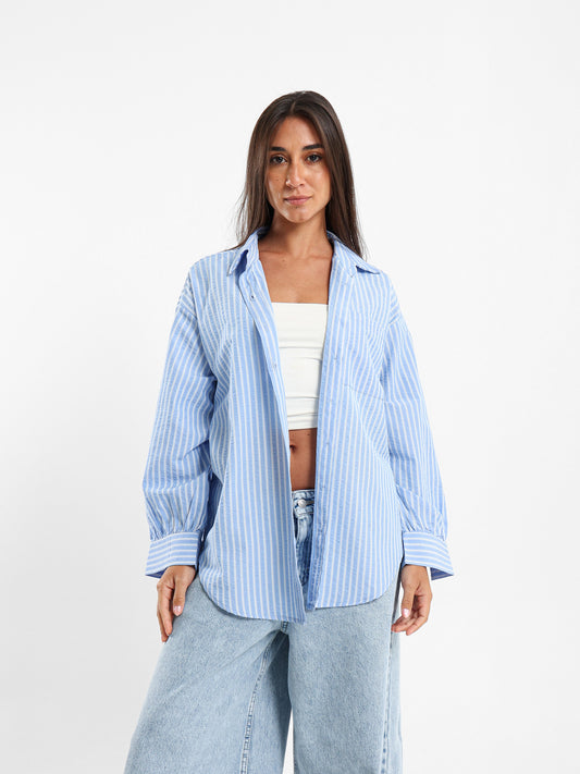 Oversized Striped Poplin Shirt
