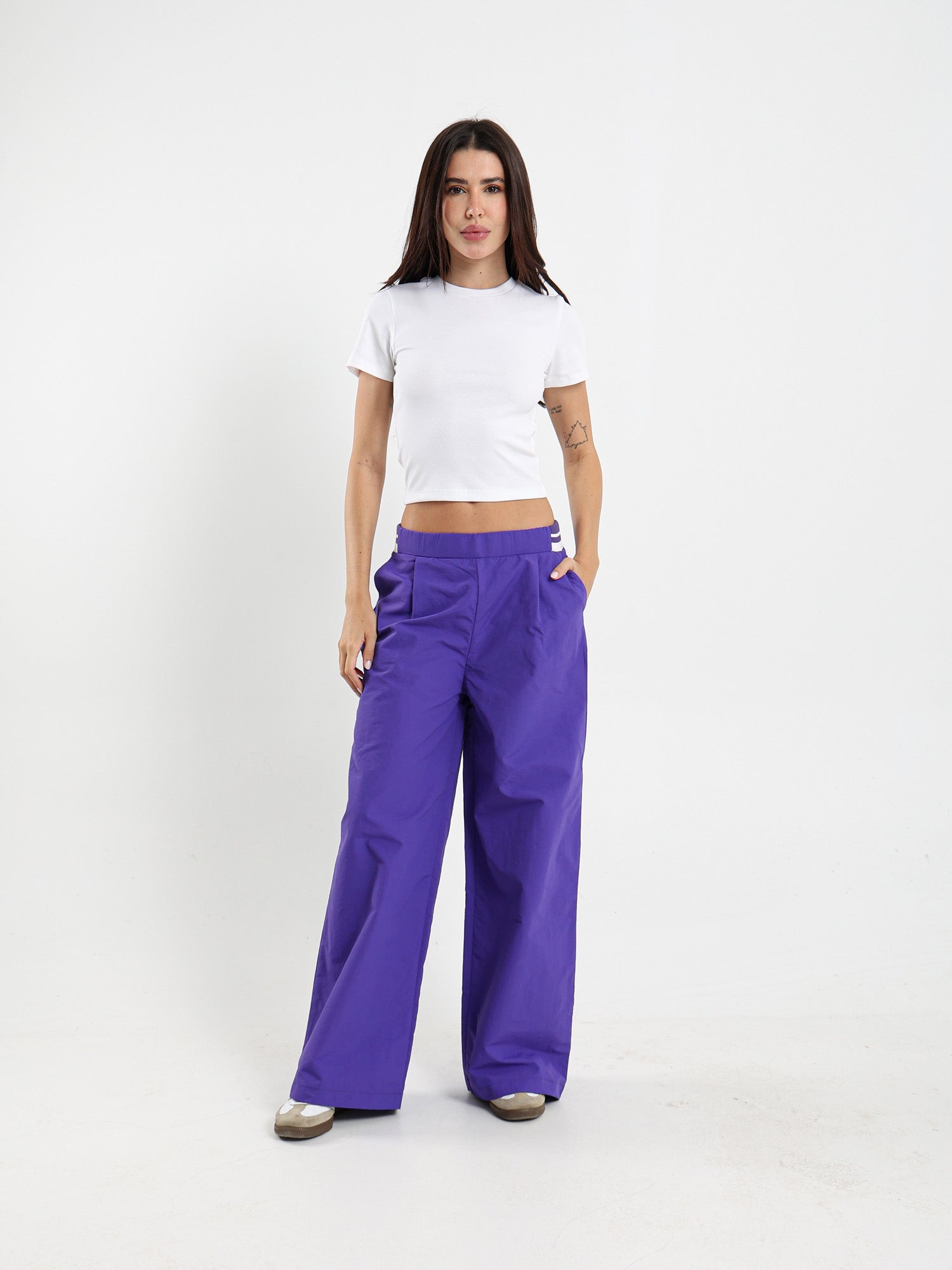 Striped Waist Wide Leg Pants