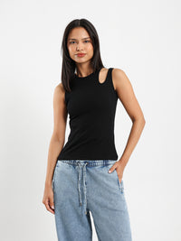 Ribbed Cut-Out Top
