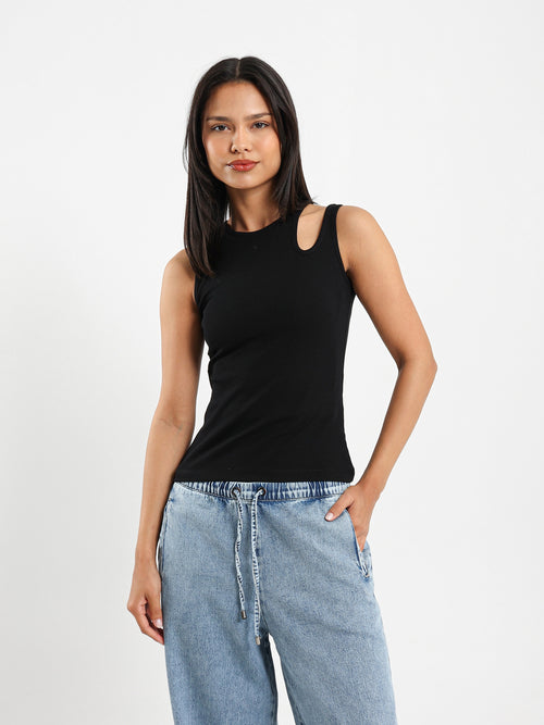 Ribbed Cut-Out Top