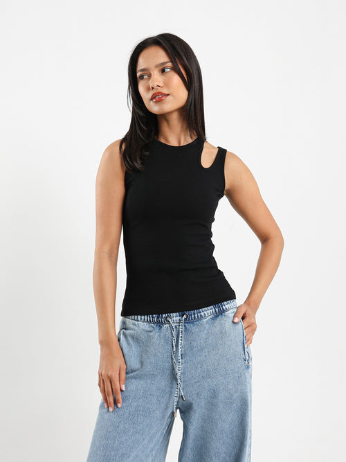 Ribbed Cut-Out Top