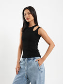 Ribbed Cut-Out Top