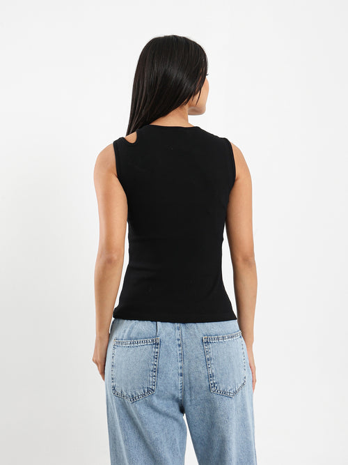 Ribbed Cut-Out Top