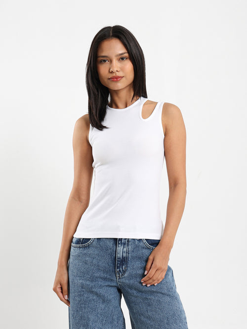 Ribbed Cut-Out Top
